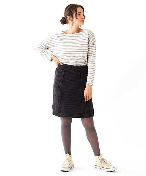 flower（フラワー）の「スイートケーブルスカート（スカート・レディース・グレー/ベージュ・FREE）」の10枚目の写真