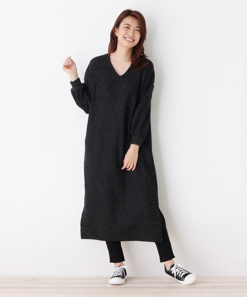 Opaque Clip オペークドットクリップ の 洗える 42 Ll Web限定サイズ 起毛ワッフルロングワンピース ワンピース Wear