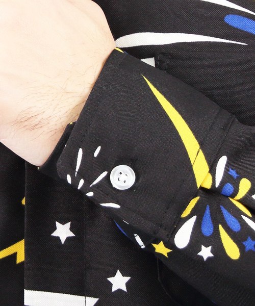 8(eight)(エイト)の「花火柄 長袖シャツ(シャツ/ブラウス・メンズ・ブラック/ホワイト/マルチ・MEDIUM/LARGE/X-LARGE)」の19枚目の写真