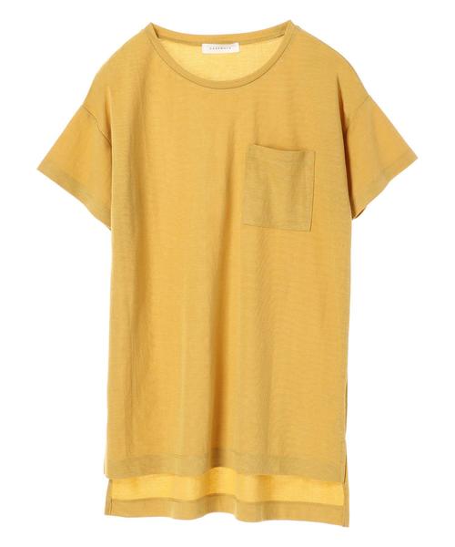 AMERICAN HOLIC（アメリカンホリック）の「EASE BULE 前後差半袖ポケ付チュニック＊（Tシャツ/カットソー・レディース・オフホワイト/ブラック/マスタード/ブルー・FREE）」の17枚目の写真