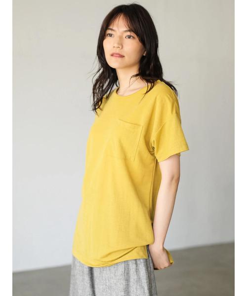 AMERICAN HOLIC（アメリカンホリック）の「EASE BULE 前後差半袖ポケ付チュニック＊（Tシャツ/カットソー・レディース・オフホワイト/ブラック/マスタード/ブルー・FREE）」の12枚目の写真