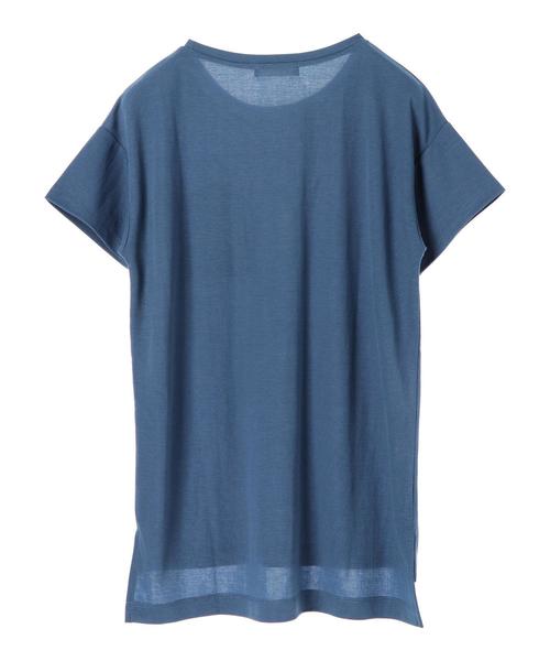 AMERICAN HOLIC（アメリカンホリック）の「EASE BULE 前後差半袖ポケ付チュニック＊（Tシャツ/カットソー・レディース・オフホワイト/ブラック/マスタード/ブルー・FREE）」の11枚目の写真