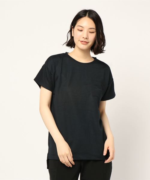 AMERICAN HOLIC（アメリカンホリック）の「EASE BULE 前後差半袖ポケ付チュニック＊（Tシャツ/カットソー・レディース・オフホワイト/ブラック/マスタード/ブルー・FREE）」の21枚目の写真