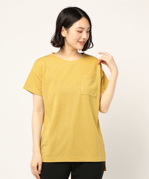 AMERICAN HOLIC（アメリカンホリック）の「EASE BULE 前後差半袖ポケ付チュニック＊（Tシャツ/カットソー・レディース・オフホワイト/ブラック/マスタード/ブルー・FREE）」の22枚目の写真