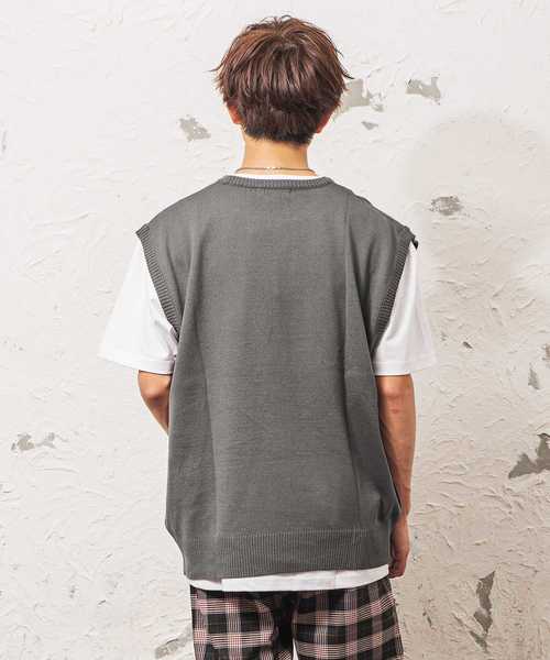 MinoriTY（マイノリティ）の「カシミアタッチオーバーサイズニットベスト ビッグシルエット サマーニット（ベスト・メンズ・ブラック/ベージュ/ネイビー/グレー・M/L）」の9枚目の写真