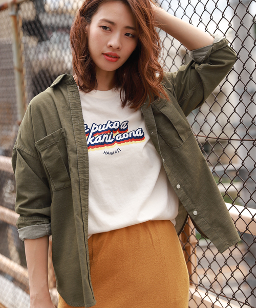 BAYFLOW（ベイフロー）の「コーデュロイシャツ（シャツ/ブラウス・レディース・ベージュ/オフホワイト/カーキ/ピンク・SMALL/MEDIUM）」の3枚目の写真