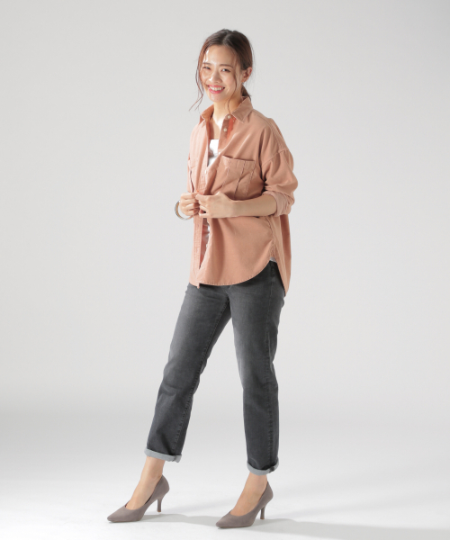 BAYFLOW（ベイフロー）の「コーデュロイシャツ（シャツ/ブラウス・レディース・ベージュ/オフホワイト/カーキ/ピンク・SMALL/MEDIUM）」の7枚目の写真