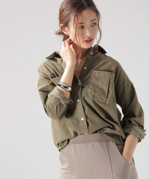 BAYFLOW（ベイフロー）の「コーデュロイシャツ（シャツ/ブラウス・レディース・ベージュ/オフホワイト/カーキ/ピンク・SMALL/MEDIUM）」の14枚目の写真