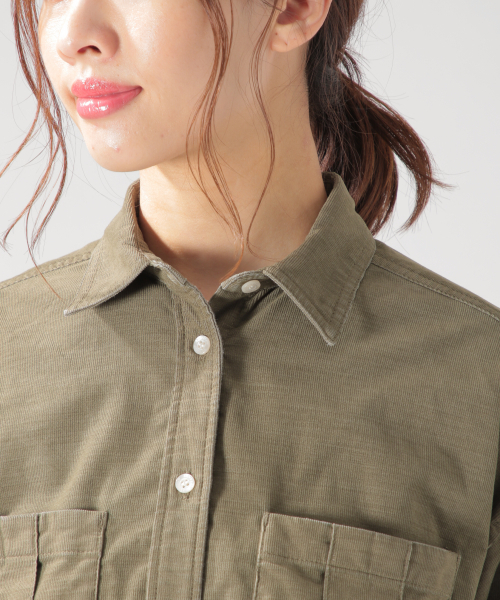 BAYFLOW（ベイフロー）の「コーデュロイシャツ（シャツ/ブラウス・レディース・ベージュ/オフホワイト/カーキ/ピンク・SMALL/MEDIUM）」の15枚目の写真