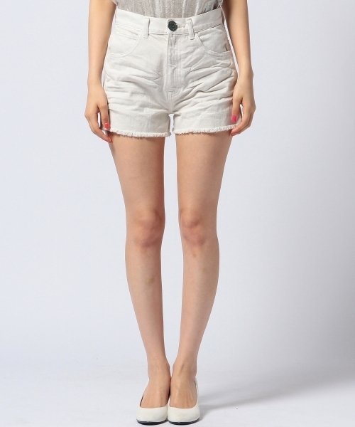 Another Edition(アナザーエディション)の「AE DENIM CUT/OFF SRT ◆(デニムパンツ・レディース・オフホワイト/ターコイズブルー・MEDIUM/SMALL)」の6枚目の写真