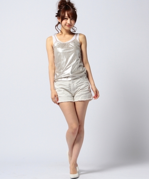 Another Edition(アナザーエディション)の「AE DENIM CUT/OFF SRT ◆(デニムパンツ・レディース・オフホワイト/ターコイズブルー・MEDIUM/SMALL)」の12枚目の写真