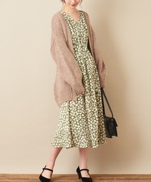 natural couture | ねじり袖サテンギャザーワンピース(ワンピース)