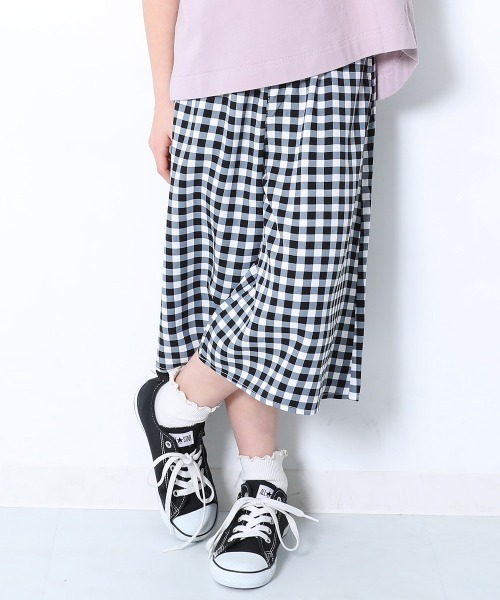 devirock（デビロック）の「とろみレーヨンフレアパンツ（その他パンツ・キッズ・ベージュ/チェック/ドット/ブラック/ベージュ系その他・140cm/130cm/110cm/120cm/160cm/150cm/100cm）」の5枚目の写真