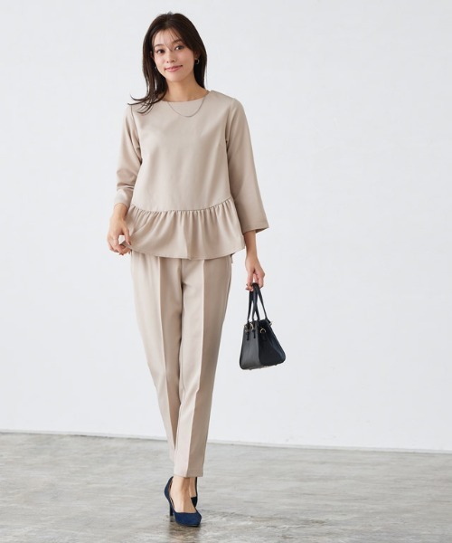 Pierrot（ピエロ）の「フリルセットアップ（セットアップ・レディース・ブラック/グレイッシュベージュ/ネイビー/キャメル/グレイッシュブルー/ダークネイビー・M/L/PM）」の12枚目の写真