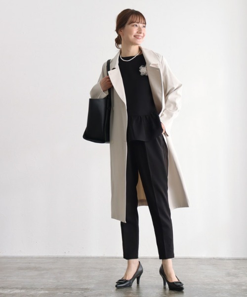 Pierrot（ピエロ）の「フリルセットアップ（セットアップ・レディース・ブラック/グレイッシュベージュ/ネイビー/キャメル/グレイッシュブルー/ダークネイビー・M/L/PM）」の10枚目の写真