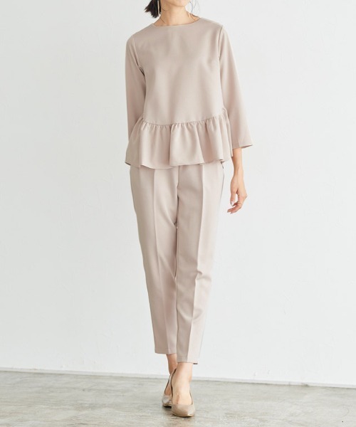 Pierrot（ピエロ）の「フリルセットアップ（セットアップ・レディース・ブラック/グレイッシュベージュ/ネイビー/キャメル/グレイッシュブルー/ダークネイビー・M/L/PM）」の22枚目の写真