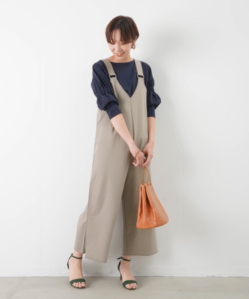 malla(マーラ)の「malla マーラ サロペット(サロペット/オーバーオール)」|グレイッシュベージュ
