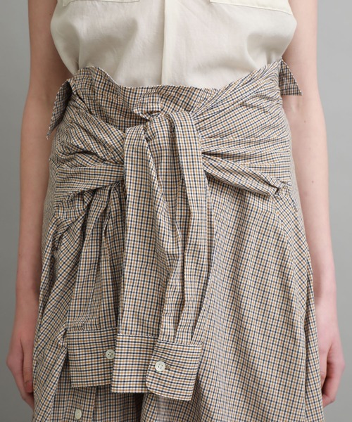 FEMMENT（ファモン）の「【FEMMNET(ファモン)】Coボイルサッカーコルセットミューズスカート（スカート・レディース・サックスブルー/キャメル・2）」の19枚目の写真