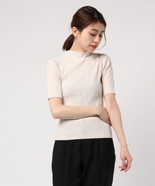 NOLLEY’S Sophi(ノーリーズソフィ)の「ランダムリブハイネック5分袖ニット(ニット/セーター・レディース・サーモンピンク/アイボリー/ライトブルー/ブラウン・38/36)」の10枚目の写真