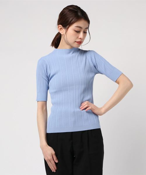 NOLLEY’S Sophi(ノーリーズソフィ)の「ランダムリブハイネック5分袖ニット(ニット/セーター・レディース・サーモンピンク/アイボリー/ライトブルー/ブラウン・38/36)」の8枚目の写真