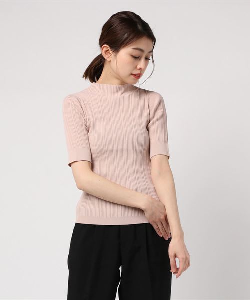 NOLLEY’S Sophi(ノーリーズソフィ)の「ランダムリブハイネック5分袖ニット(ニット/セーター・レディース・サーモンピンク/アイボリー/ライトブルー/ブラウン・38/36)」の7枚目の写真