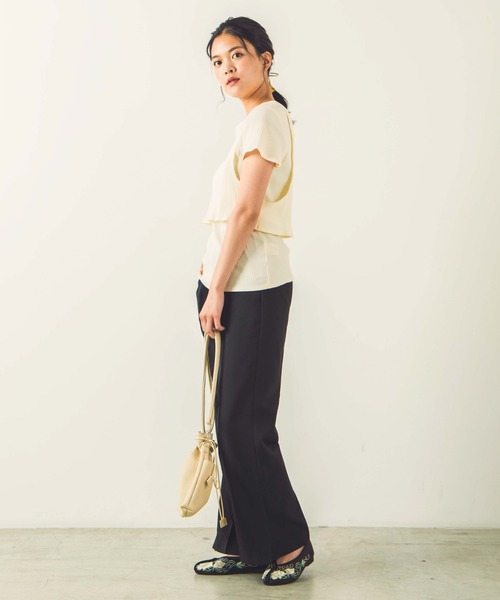 WEGO(ウィゴー)の「WEGO/カラースリットフレアパンツ(スラックス・レディース・ブラック/ブラウン/レッド/イエロー/ブルー/グリーン/アイボリー・SMALL/MEDIUM)」の20枚目の写真