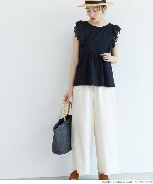 coca(coca)(コカ)の「袖刺繍ブラウス(シャツ/ブラウス・レディース・ホワイト/ブラック・ONE SIZE)」の7枚目の写真