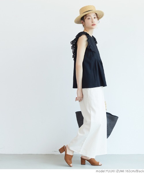 coca(coca)(コカ)の「袖刺繍ブラウス(シャツ/ブラウス・レディース・ホワイト/ブラック・ONE SIZE)」の5枚目の写真