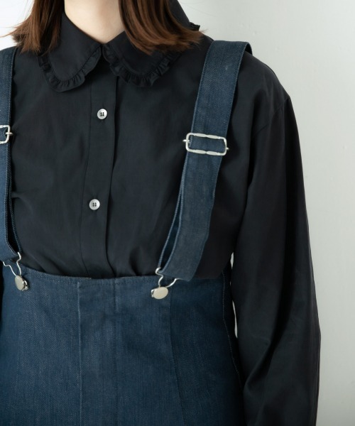 yuw（ユウ）の「デニムライクジャンスカ　893537（ジャンパースカート・レディース・ブラック/ワンウォッシュ・MEDIUM/LARGE）」の11枚目の写真