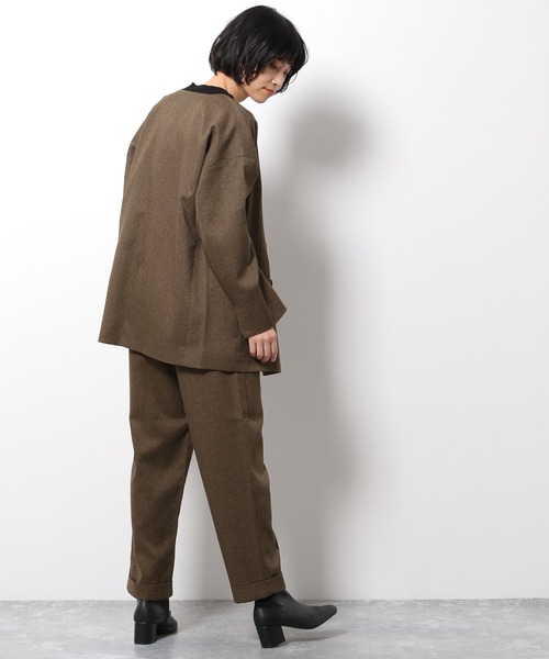LAKOLE（ラコレ）の「カオチンツイルノーカラージャケット / LAKOLE（ノーカラージャケット・レディース・ダークブラウン/ブラウン/ライトベージュ・SMALL/MEDIUM）」の5枚目の写真