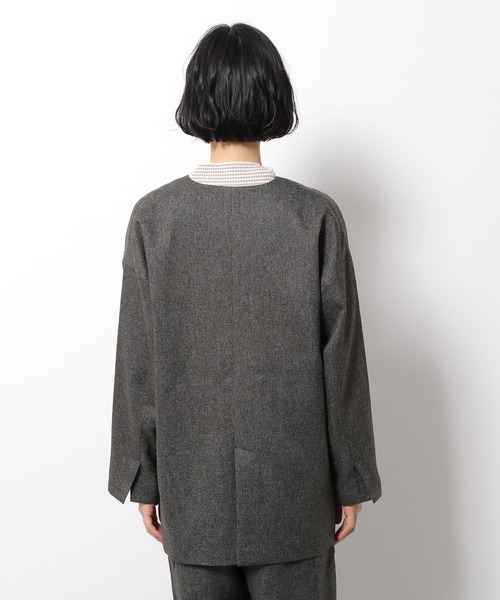 LAKOLE（ラコレ）の「カオチンツイルノーカラージャケット / LAKOLE（ノーカラージャケット・レディース・ダークブラウン/ブラウン/ライトベージュ・SMALL/MEDIUM）」の12枚目の写真