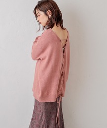 natural couture | 【WEB限定】BACKレースアップふんわりニットプルオーバー(ニット/セーター)