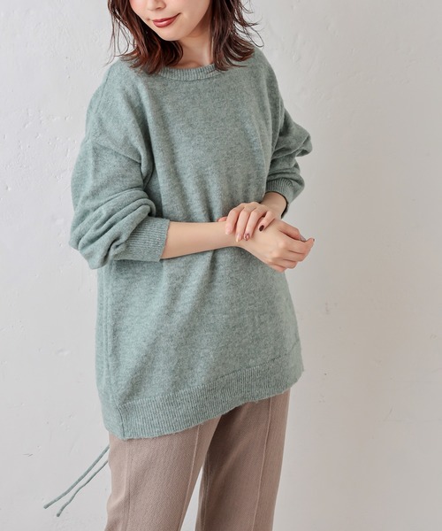 natural couture（ナチュラルクチュール）の「【WEB限定】BACKレースアップふんわりニットプルオーバー（ニット/セーター・レディース・ベージュ/ピンク/アイボリー/ミント・FREE）」の4枚目の写真