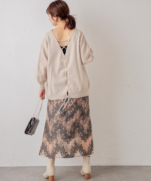 natural couture（ナチュラルクチュール）の「【WEB限定】BACKレースアップふんわりニットプルオーバー（ニット/セーター・レディース・ベージュ/ピンク/アイボリー/ミント・FREE）」の7枚目の写真