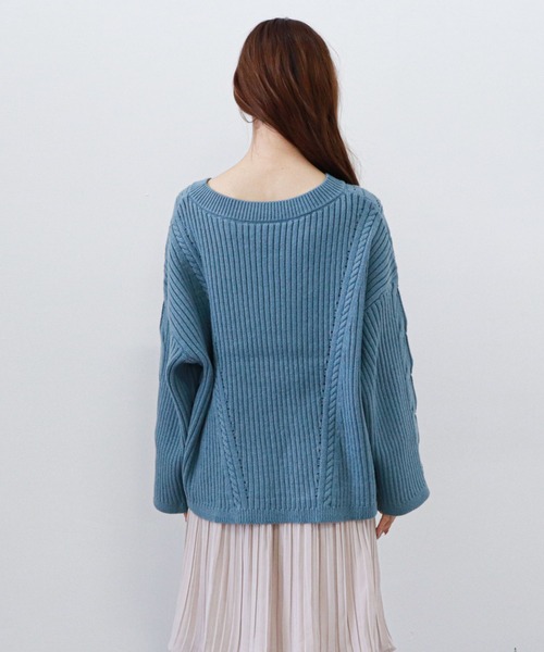 archives(アルシーヴ)の「Vネックケーブルニットプルオーバー(ニット/セーター・レディース・ブルー/アイボリー/ミント・MEDIUM)」の18枚目の写真