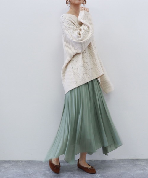 archives(アルシーヴ)の「Vネックケーブルニットプルオーバー(ニット/セーター・レディース・ブルー/アイボリー/ミント・MEDIUM)」の10枚目の写真