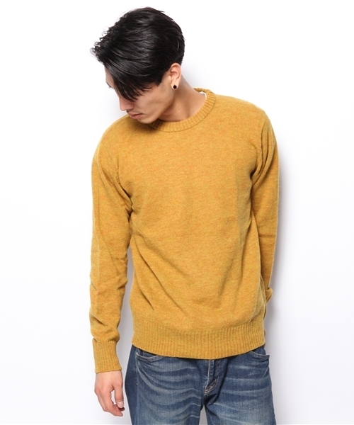 CIAOPANIC（チャオパニック）の「【Ciaopanic】アルパカ混C/N（ニット/セーター・メンズ・グリーン/ワインレッド/ブルー/マスタード・LARGE/MEDIUM）」の3枚目の写真