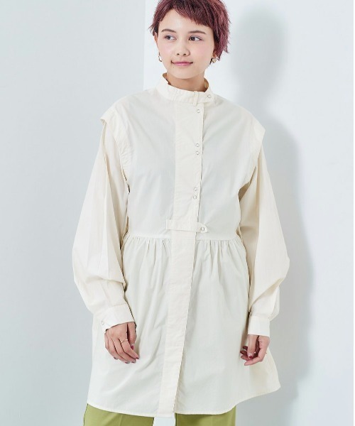 cepo（セポ）の「カタキリカエフレアワンピース（ワンピース・レディース・ブラック/オフホワイト/サックスブルー・M）」の2枚目の写真