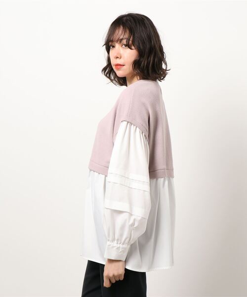 rps(アールピーエス)の「ワッフル×布帛レイヤー風ブラウス(シャツ/ブラウス・レディース・ミント/ブラック/ピンク・M)」の15枚目の写真