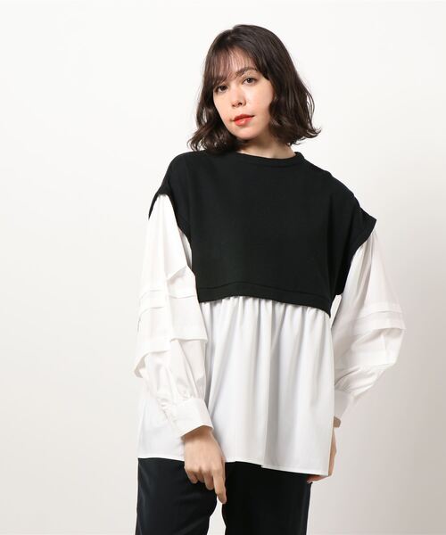 rps(アールピーエス)の「ワッフル×布帛レイヤー風ブラウス(シャツ/ブラウス・レディース・ミント/ブラック/ピンク・M)」の13枚目の写真