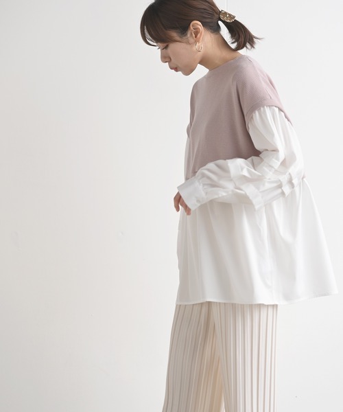 rps(アールピーエス)の「ワッフル×布帛レイヤー風ブラウス(シャツ/ブラウス・レディース・ミント/ブラック/ピンク・M)」の16枚目の写真