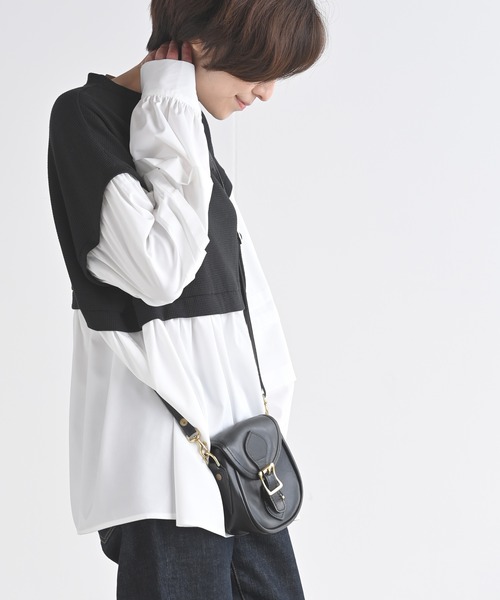 rps(アールピーエス)の「ワッフル×布帛レイヤー風ブラウス(シャツ/ブラウス・レディース・ミント/ブラック/ピンク・M)」の5枚目の写真