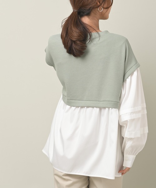 rps(アールピーエス)の「ワッフル×布帛レイヤー風ブラウス(シャツ/ブラウス・レディース・ミント/ブラック/ピンク・M)」の8枚目の写真