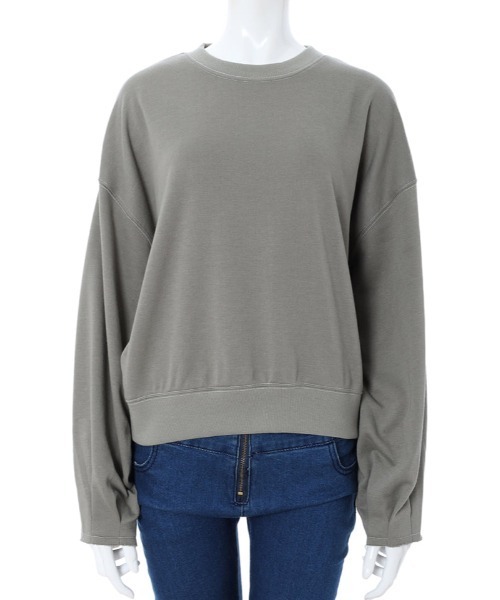 fifth(フィフス)の「バイカラーステッチ無地ロンT(Tシャツ/カットソー・レディース・ホワイト/カーキ・MEDIUM)」の2枚目の写真