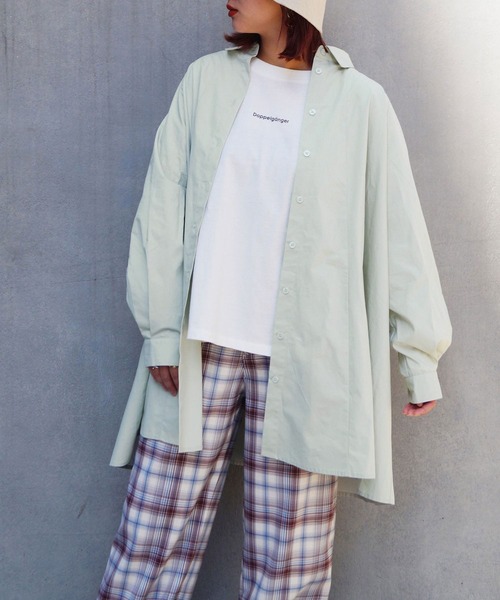 179/WG（イチナナキュウダブルジー）の「ラグランフレアチュニックブラウス（シャツ/ブラウス・レディース・グリーン/オフホワイト/カーキ・MEDIUM）」の3枚目の写真