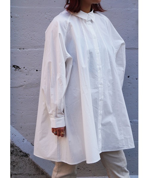 179/WG（イチナナキュウダブルジー）の「ラグランフレアチュニックブラウス（シャツ/ブラウス・レディース・グリーン/オフホワイト/カーキ・MEDIUM）」の13枚目の写真