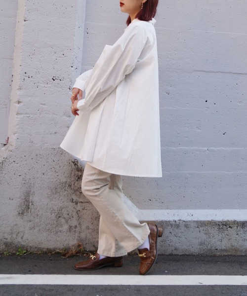 179/WG（イチナナキュウダブルジー）の「ラグランフレアチュニックブラウス（シャツ/ブラウス・レディース・グリーン/オフホワイト/カーキ・MEDIUM）」の11枚目の写真