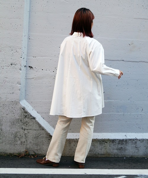 179/WG（イチナナキュウダブルジー）の「ラグランフレアチュニックブラウス（シャツ/ブラウス・レディース・グリーン/オフホワイト/カーキ・MEDIUM）」の7枚目の写真