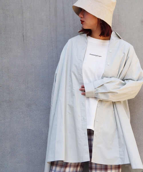 179/WG（イチナナキュウダブルジー）の「ラグランフレアチュニックブラウス（シャツ/ブラウス・レディース・グリーン/オフホワイト/カーキ・MEDIUM）」の9枚目の写真