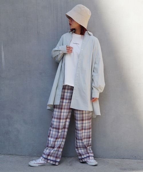 179/WG（イチナナキュウダブルジー）の「ラグランフレアチュニックブラウス（シャツ/ブラウス・レディース・グリーン/オフホワイト/カーキ・MEDIUM）」の22枚目の写真